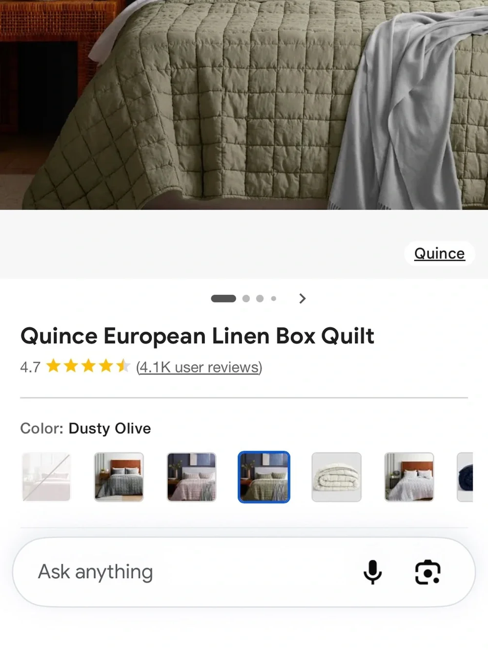 Quince European linen box lightweight quilt queen/full size